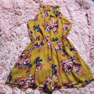 yellow floral romper